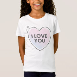 I love you text in sweet heart T-Shirt