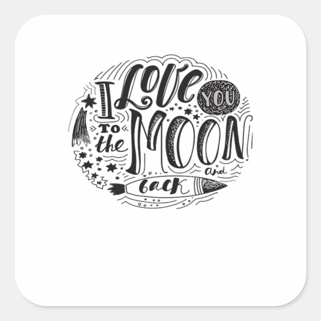 I Love You To The Moon And Back Classic Minimal De Quadratischer Aufkleber (Vorderseite)