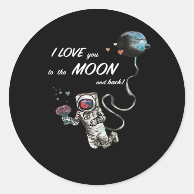 I Love You To The Moon And Back Clean Layout  Runder Aufkleber (Vorderseite)