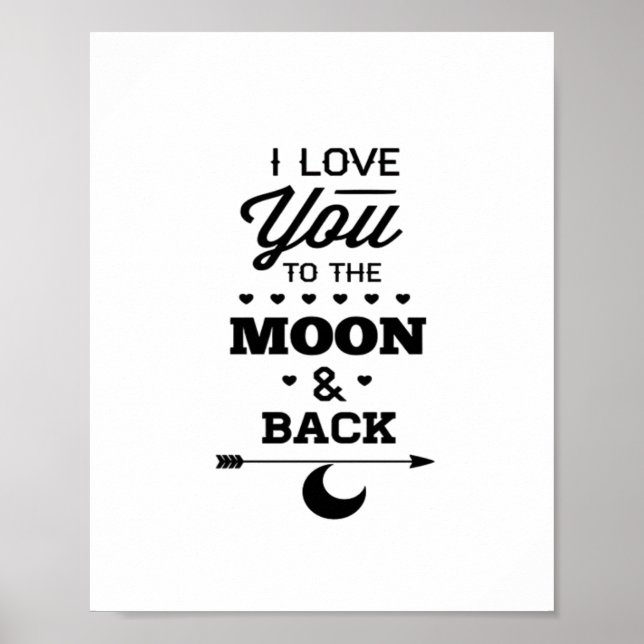 I Love You To The Moon And Back Gray Moon Minimal  Poster (Vorne)