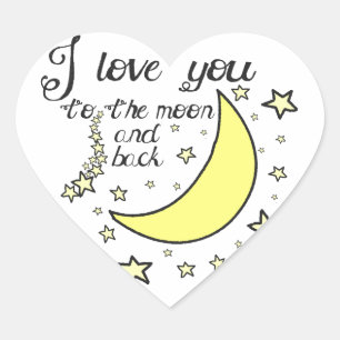 I love you to the moon and back Herz-Aufkleber