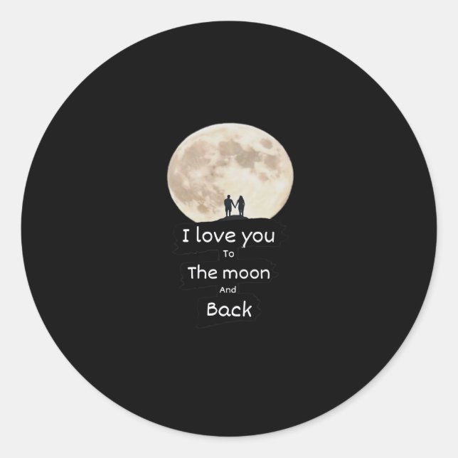 I Love You To The Moon And Back Minimal Design  Runder Aufkleber (Vorderseite)