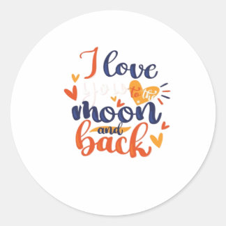 I Love You To The Moon And Back Modern Romantic De Runder Aufkleber