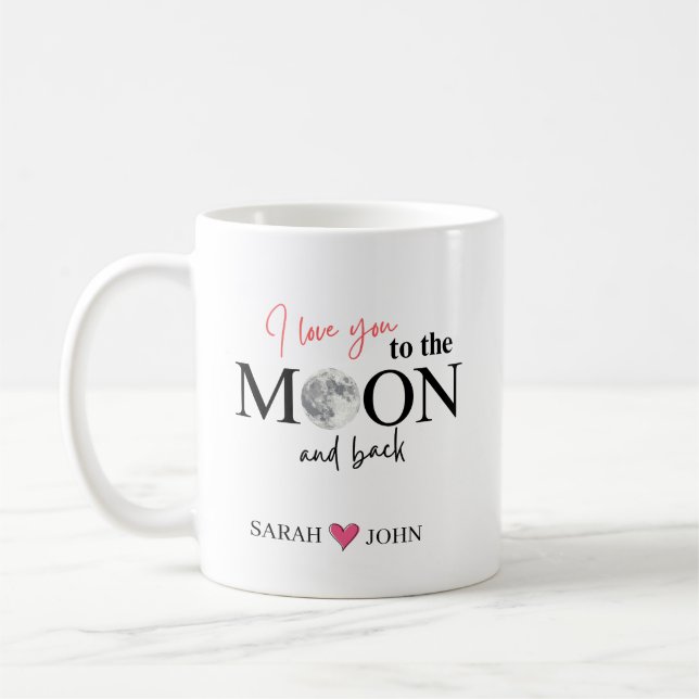 I Love You to the Moon and Back Personalized Kaffeetasse (Links)
