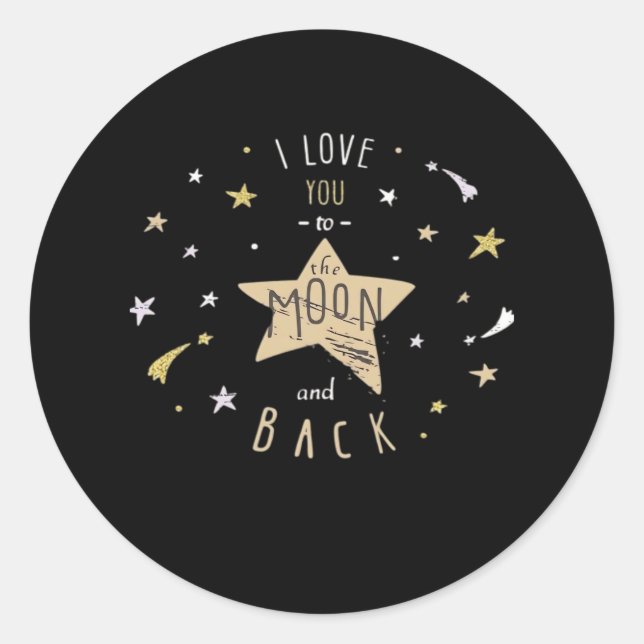 I Love You To The Moon And Back Unisex Modern Styl Runder Aufkleber (Vorderseite)