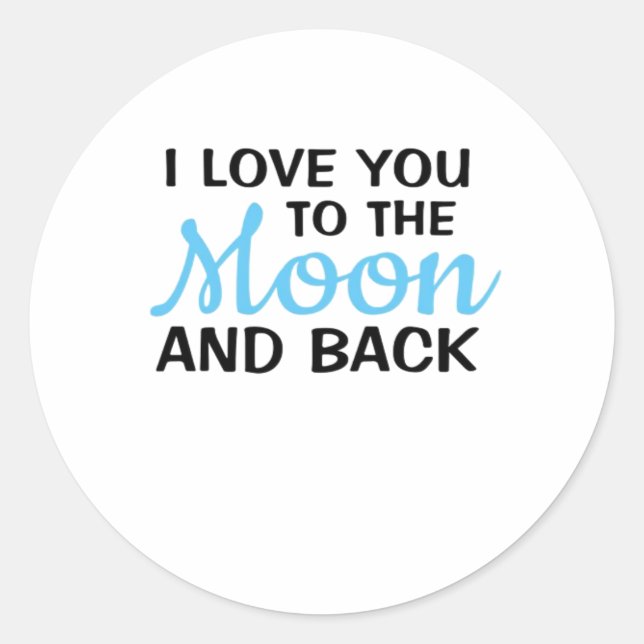 I Love You To The Moon And Back White Minimal Aest Runder Aufkleber (Vorderseite)