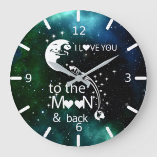 I love You To The Moon & Back Große Wanduhr