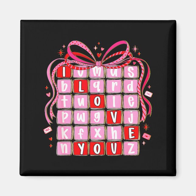 I Love You Valentine Kids Preppy Valentine's Day L Magnet (Vorne)