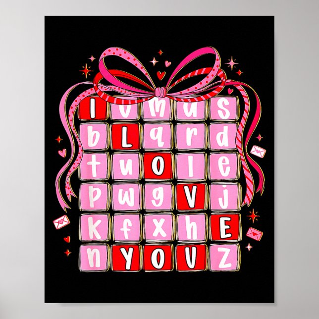 I Love You Valentine Kids Preppy Valentine's Day L Poster (Vorne)