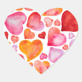 I love you watercolor hearts Herz-Aufkleber
