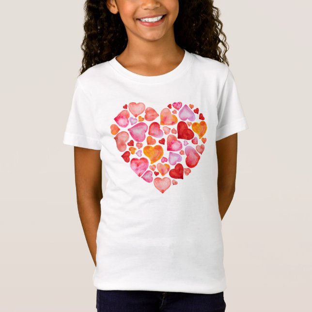 I love you watercolor hearts T-Shirt (Vorderseite)