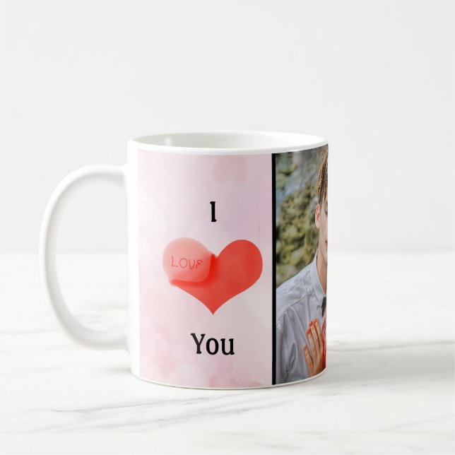 I Love You with Personal Photo Kaffeetasse (Links)