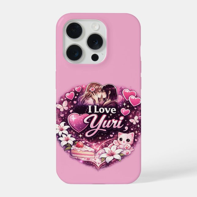 I Love Yuri | Kawaii Girls’ Love Anime Aesthetic  iPhone Hülle (Rückseite)