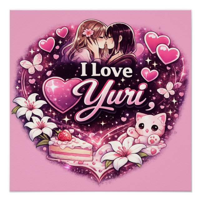 I Love Yuri | Kawaii Girls’ Love Anime Aesthetic  Poster (Vorderseite)