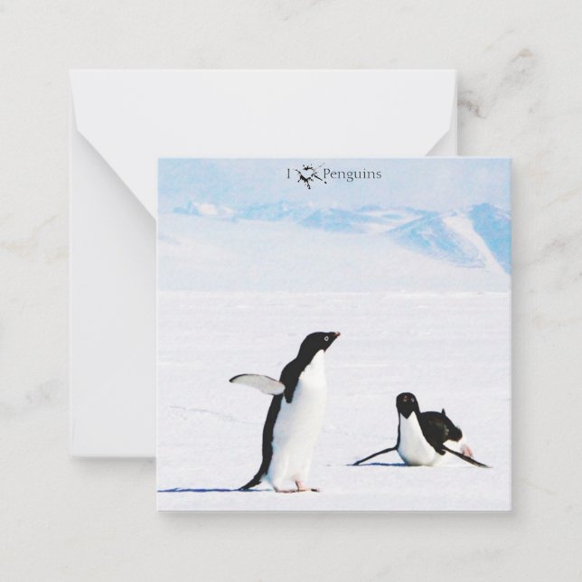 I Luv (Herz) Pinguine Note Card Mitteilungskarte (Vorderseite)