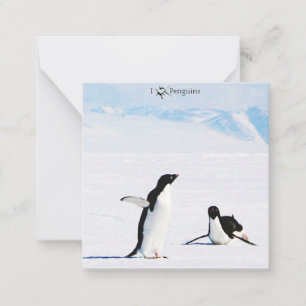 I Luv (Herz) Pinguine Note Card Mitteilungskarte