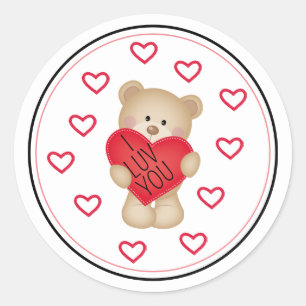 I LUV YOU Teddy Bear Sticker