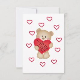 I LUV YOU Teddy Bear Valentine Card Dankeskarte