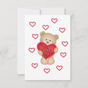 I LUV YOU Teddy Bear Valentine Card Dankeskarte