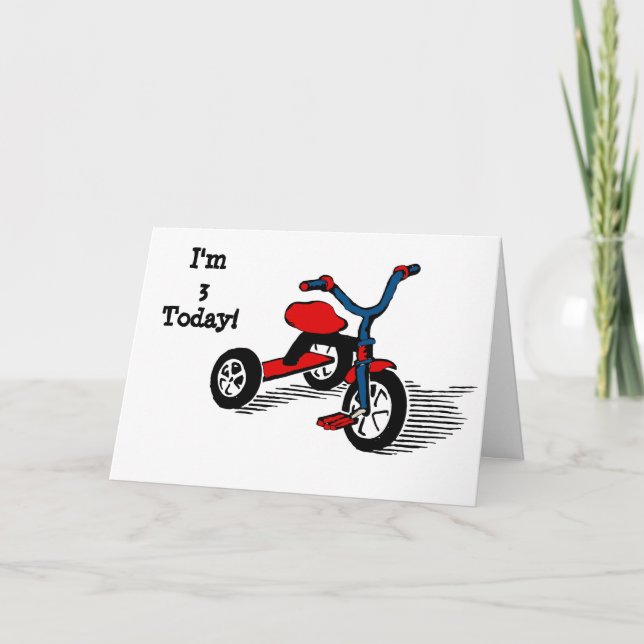 I’m 3 Today Tricycle Birthday Card Karte (Vorderseite)