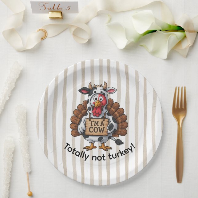 I’m a Cow Turkey | Funny Thanksgiving Disguise Pappteller (Hochzeit)