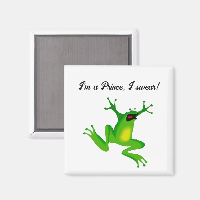 I’m a Fairy Tale Prince Funny Green Frog Cartoon Magnet (Vorderseite/Rückseite)