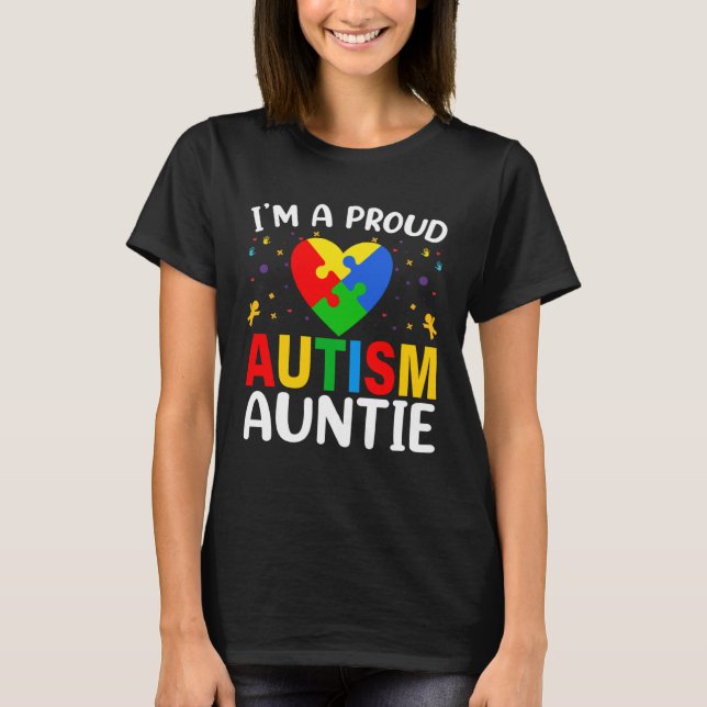 I m a Proud Autism Aunt Autism Awareness Puzzle Pi T-Shirt (Vorderseite)