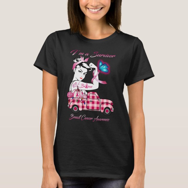 I_m a Survivor Breast Cancer Awareness Women Truck T-Shirt (Vorderseite)