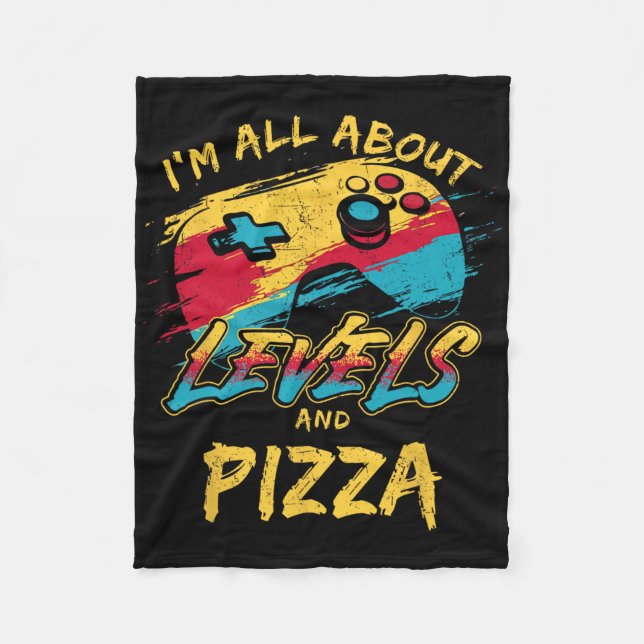 I’m All About Levels And Pizza Funny Gamer Food Hu Fleecedecke (Vorderseite)