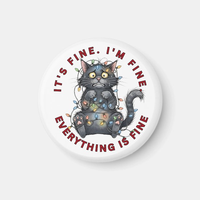 I’m Fine Everything Is Fine Funny Christmas Cat Magnet (Vorne)