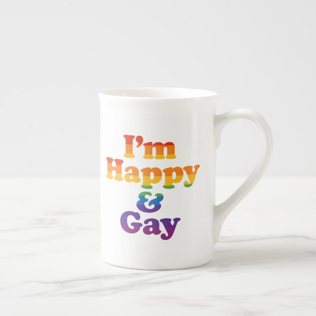 “I’m Happy & Gay” Mug – Bold Pride Latte Cup  Prozellantasse (Rechts)