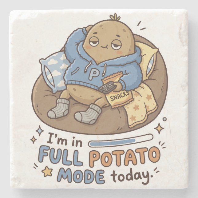 I’m in full potato mode today| Couch Potato Potato Steinuntersetzer (Vorderseite)