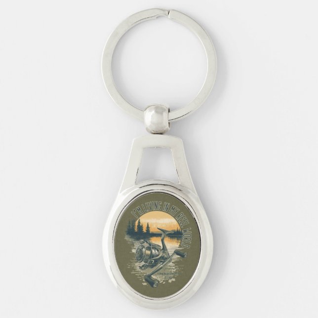 I’m Living in My Reel World | Fishing lake  Schlüsselanhänger (Vorderseite)