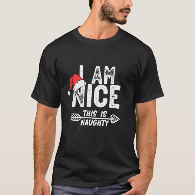 I m Nice this is naughty Matching Christmas Couple T-Shirt (Vorderseite)