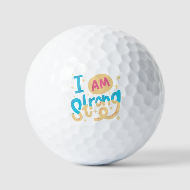 I’m Strong Motivational Typography Design Golfball (Vorderseite)