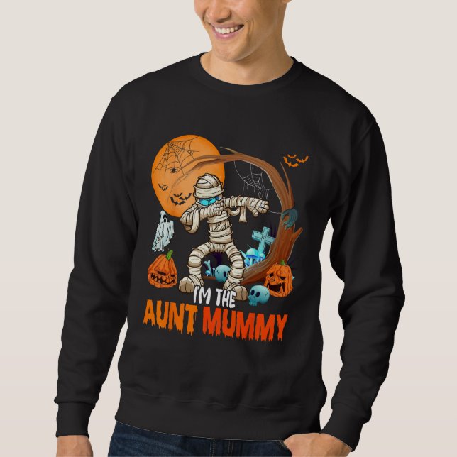 I m The Aunt Mummy Halloween Dabbing Mummy  Family Sweatshirt (Vorderseite)