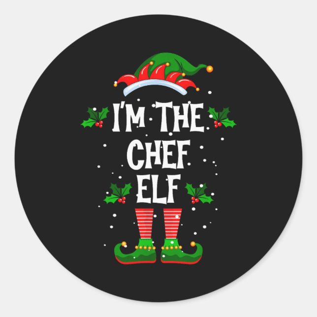 I’m The Chef Elf Christmas Xmas Pajama Pj Men Wome Runder Aufkleber (Vorderseite)