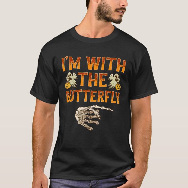 I m With The Butterfly Costume Funny Halloween Cou T-Shirt (Vorderseite)