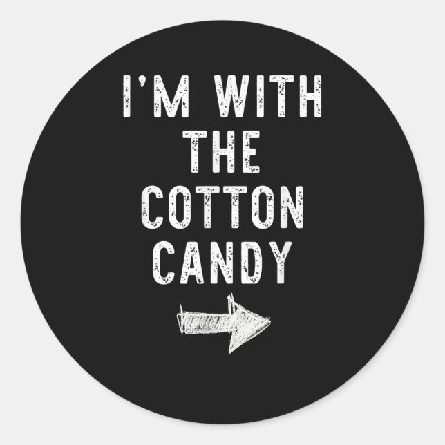 I’m With The Cotton Candy Funny Halloween Couple C Runder Aufkleber (Vorderseite)