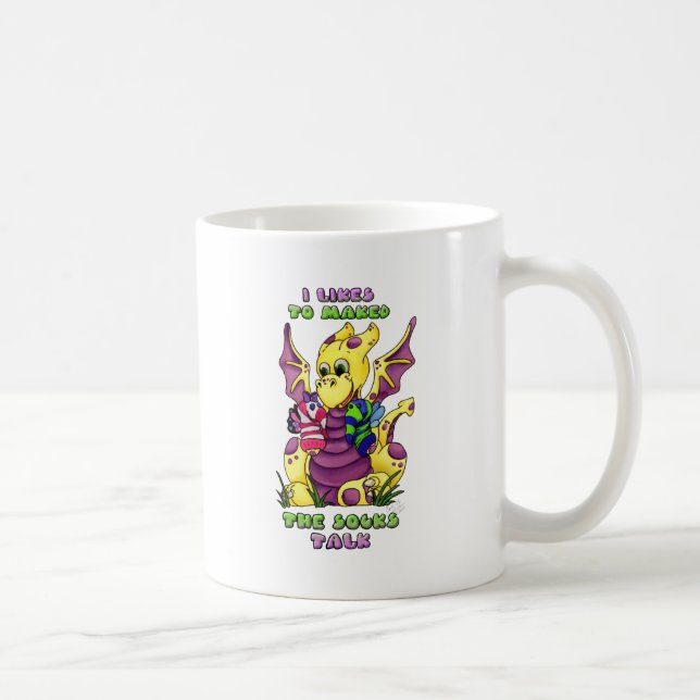 I mag das Socken-Gespräch niedlichen Babydrachen Kaffeetasse (Rechts)