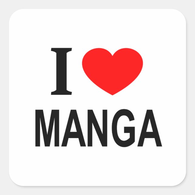 I ❤️ MANGA I LIEBE MANGA I HEART MANGA QUADRATISCHER AUFKLEBER (Vorderseite)