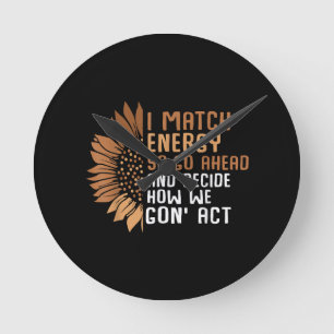 I Match Energy Empowerment African American Afro W Runde Wanduhr