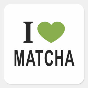 I ❤️ MATCHA I LIEBE MATCHA I HEART MATCHA QUADRATISCHER AUFKLEBER