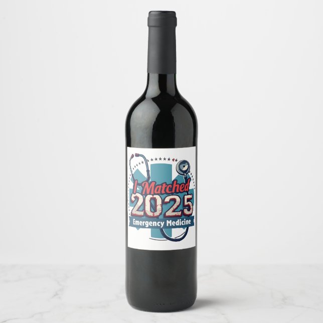 I Matched 2025 Emergency Medicine Weinetikett (Vorderseite)