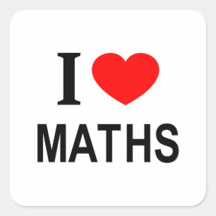 I ❤️ MATH I LIEBE MATH I HERZMATHEMA QUADRATISCHER AUFKLEBER