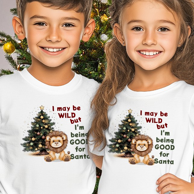 I May be Wild Christmas Lion Kids T - Shirt (I May Be Wild Christmas Lion Kids T-Shirt)