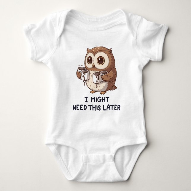 I Might Need Coffee Later - Funny Owl Humor Baby Strampler (Vorderseite)