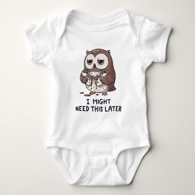 I Might Need Coffee Later - Funny Owl Humor Baby Strampler (Vorderseite)
