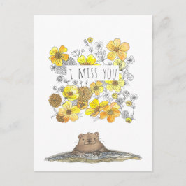 I Miss You Floral Postkarte