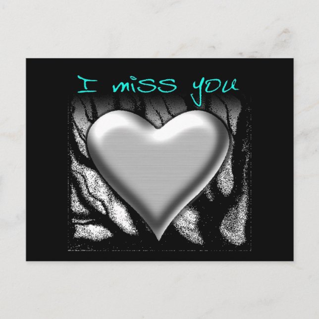 I Miss You Heart Postcard Postkarte (Vorderseite)